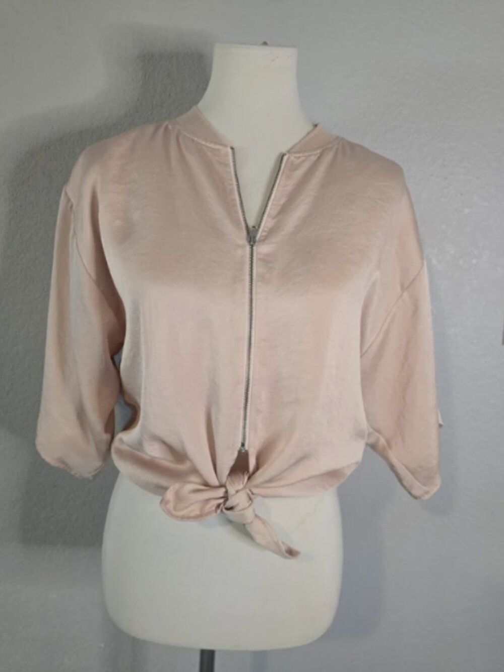 Hei Hei Anthropologie Blush Pink Tie-Front Kimono Bomber Jacket Size X-Small